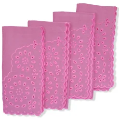 Chefanie Place Settings & Linens|Pink Eyelet Dinner Napkins, Set of 4