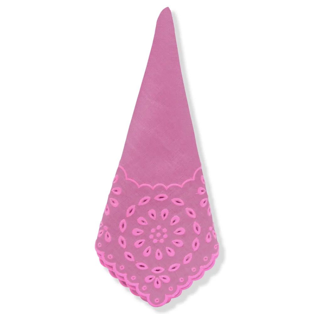 Chefanie Place Settings & Linens|Pink Eyelet Dinner Napkins, Set of 4