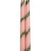MJ Tablescapes Candles|Pink Garland and Berry Hand-Painted Taper Candles, Set of Two