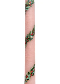 MJ Tablescapes Candles|Pink Garland and Berry Hand-Painted Taper Candles, Set of Two