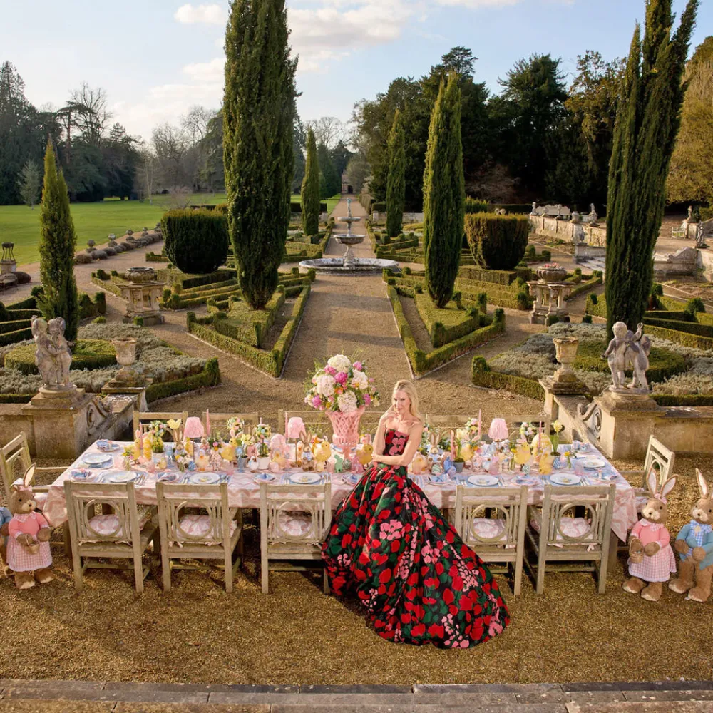 Mrs. Alice Place Settings & Linens|Pink Ikat Tablecloth