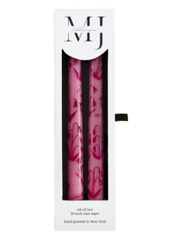 MJ Tablescapes Candles|Pink Lily of the Valley Hand-Painted Taper Candles, Set of Two