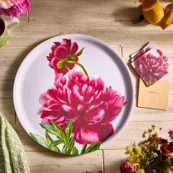 Caskata Place Settings & Linens|Pink Peony Birchwood Coasters, Set of 4