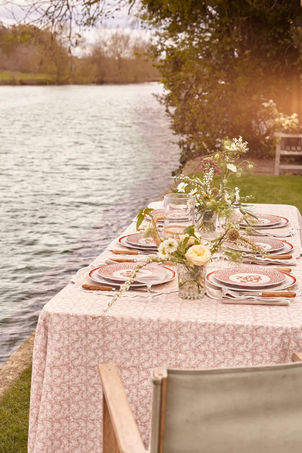 Maison Margaux Place Settings & Linens|Pink Rosebud Tablecloth