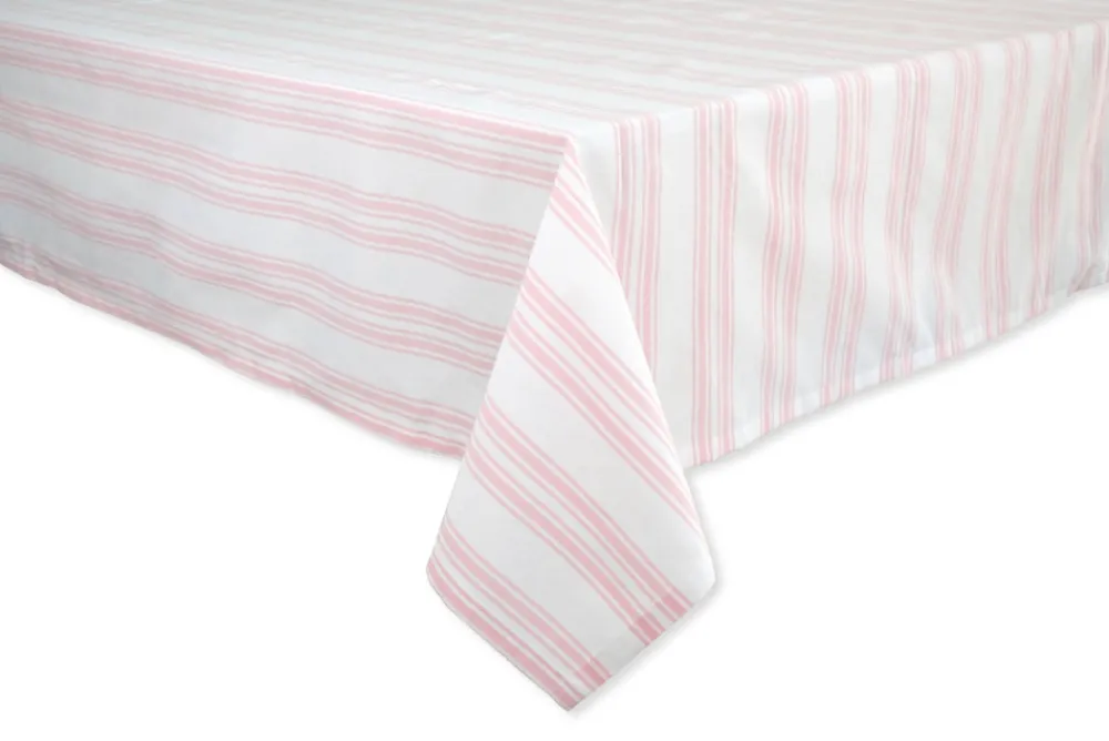 TriChi Design Place Settings & Linens|Pink Stripe Cotton Tablecloth