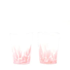 Paul Arnhold Glass Glassware|Pink Transparent Spotted Tumblers, Set of Two