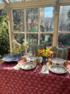 Carolina Irving and Daughters Place Settings & Linens|Pink Tulip Tablecloth