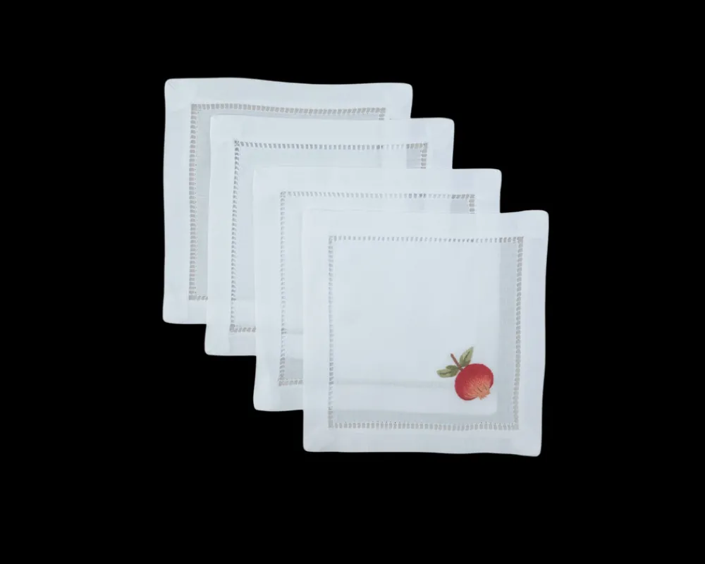 Henry Handwork Place Settings & Linens|Pomegranate Cocktail Napkin Set