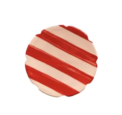 Vaisselle Dinnerware|Popi Dessert Plate in Popi-Nude & Red Stripe