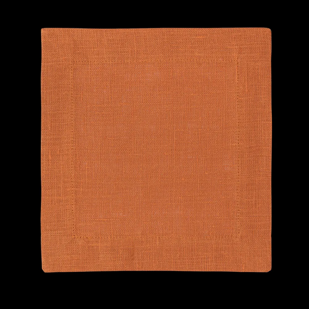 Henry Handwork Place Settings & Linens|Prism Tangerine Cocktail Napkin in Linen