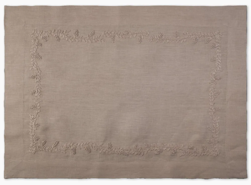 Henry Handwork Place Settings & Linens|Prism Vine Linen Placemat in 13 Colors