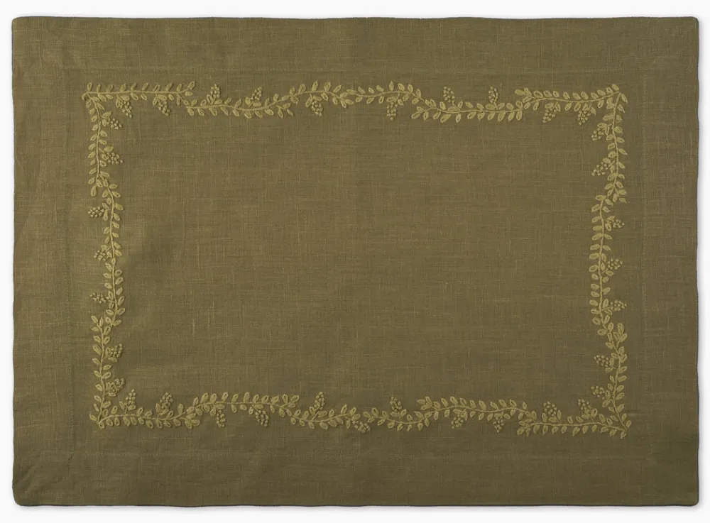 Henry Handwork Place Settings & Linens|Prism Vine Linen Placemat in 13 Colors