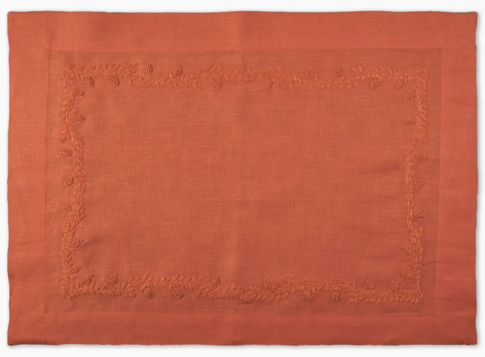 Henry Handwork Place Settings & Linens|Prism Vine Linen Placemat in 13 Colors