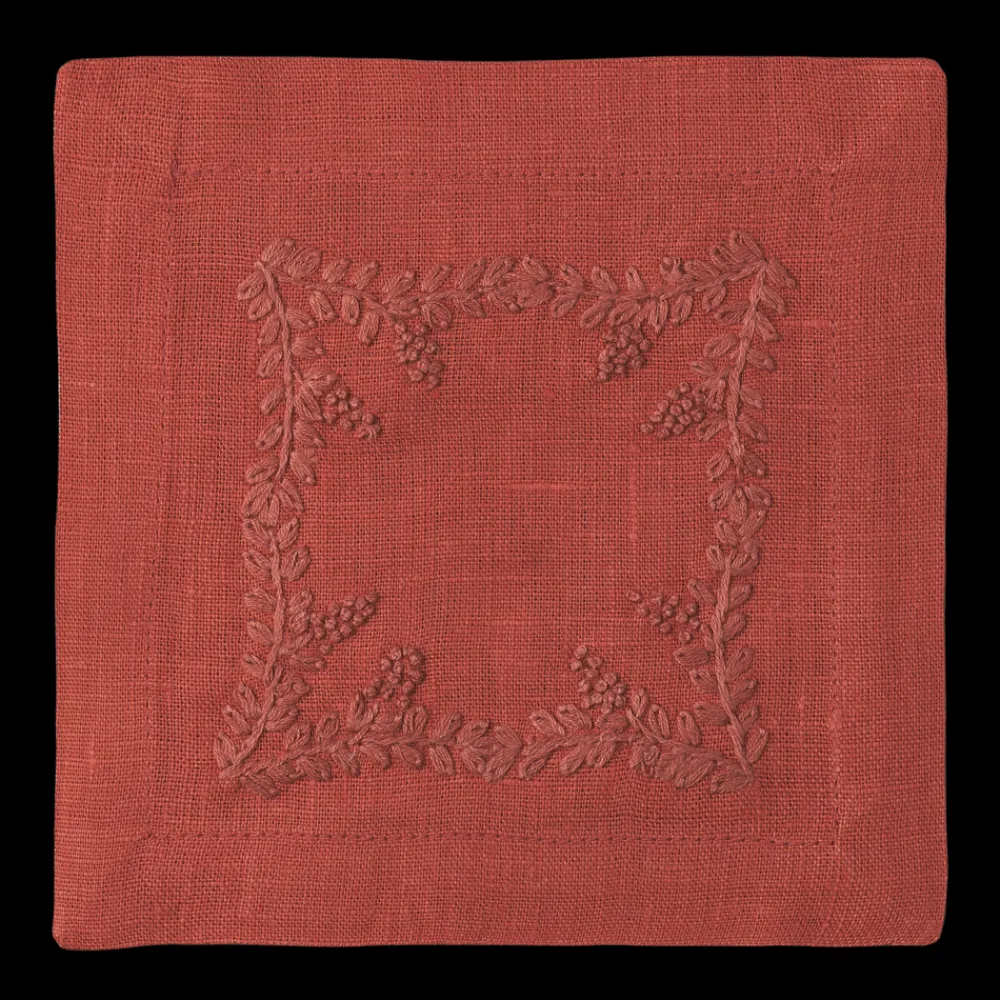 Henry Handwork Place Settings & Linens|Prism Vine Linen Square Cocktail Napkins