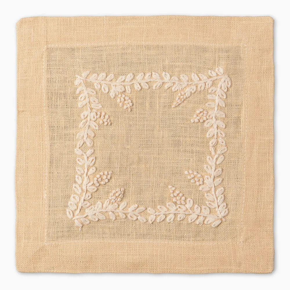 Henry Handwork Place Settings & Linens|Prism Vine Linen Square Cocktail Napkins