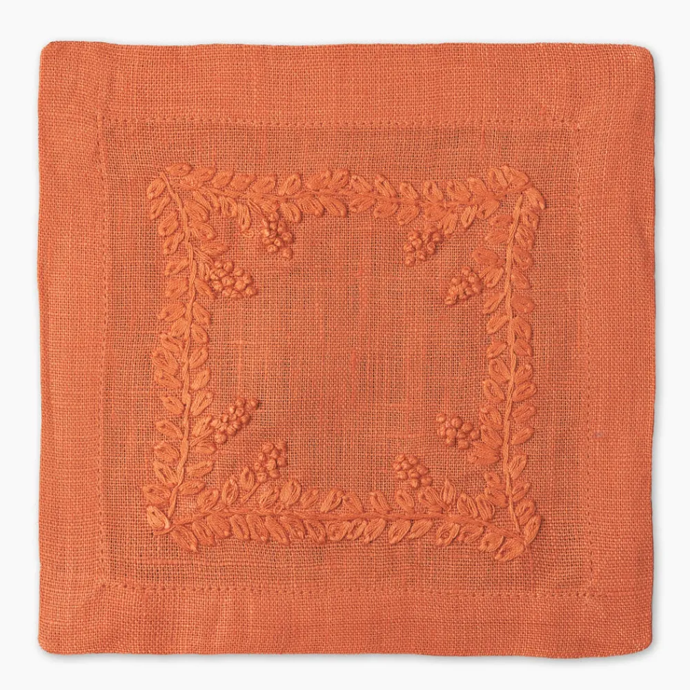 Henry Handwork Place Settings & Linens|Prism Vine Linen Square Cocktail Napkins