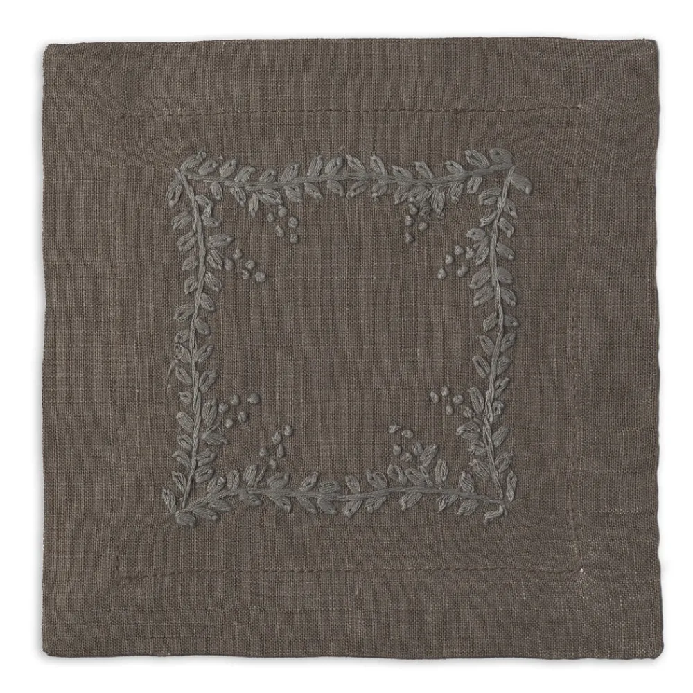 Henry Handwork Place Settings & Linens|Prism Vine Linen Square Cocktail Napkins