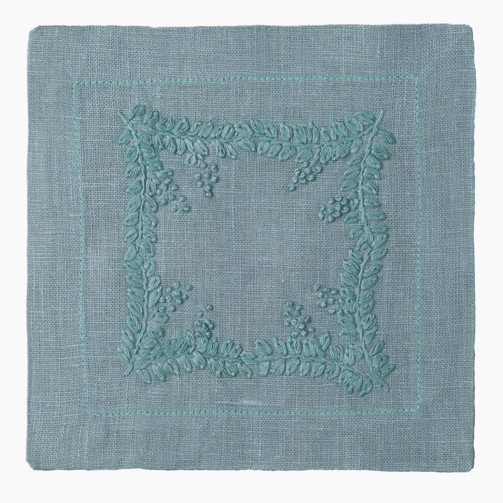 Henry Handwork Place Settings & Linens|Prism Vine Linen Square Cocktail Napkins