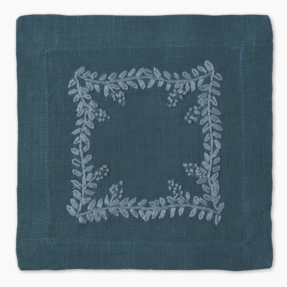 Henry Handwork Place Settings & Linens|Prism Vine Linen Square Cocktail Napkins