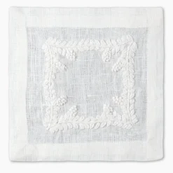 Henry Handwork Place Settings & Linens|Prism Vine Linen Square Cocktail Napkins