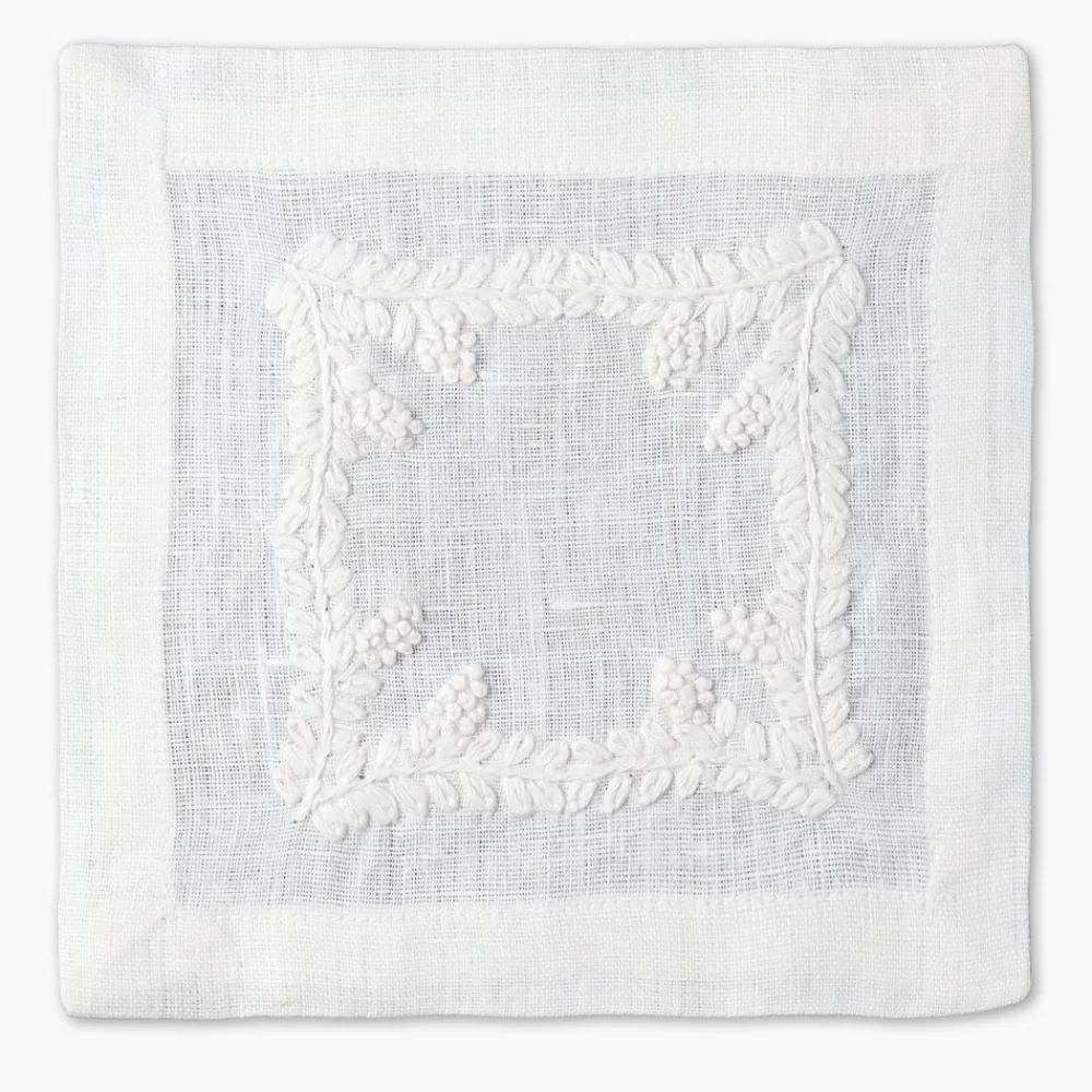 Henry Handwork Place Settings & Linens|Prism Vine Linen Square Cocktail Napkins
