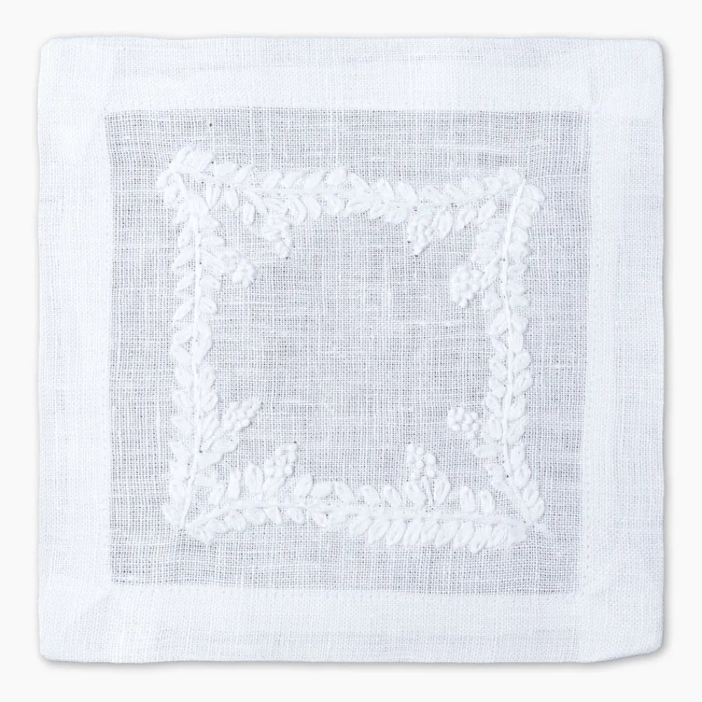 Henry Handwork Place Settings & Linens|Prism Vine Linen Square Cocktail Napkins