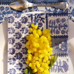 Couleur Nature Place Settings & Linens|Provence Avignon Napkins in Blue & Marine , Set of 6