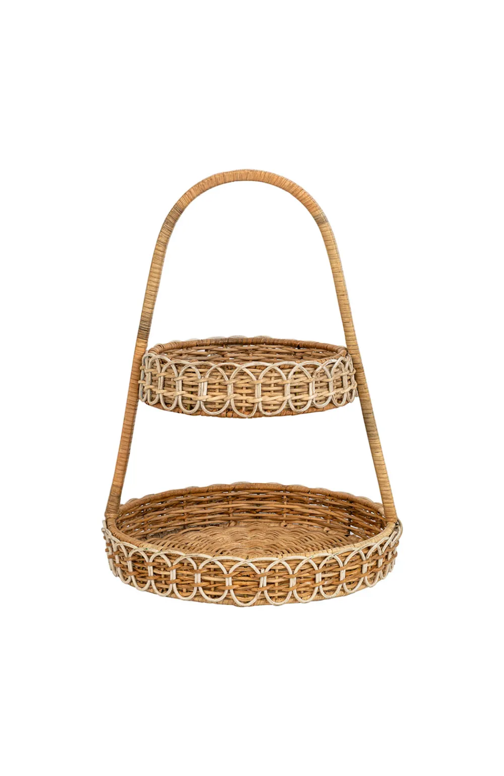 Juliska Wicker|Dinnerware|Provence Rattan Whitewash Two Tiered Server
