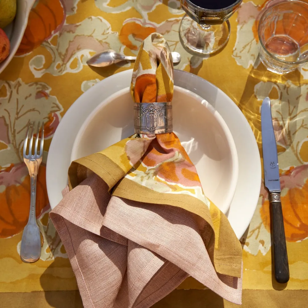 Couleur Nature Place Settings & Linens|Pumpkin Napkins in Orange & Mustard, Set of 6
