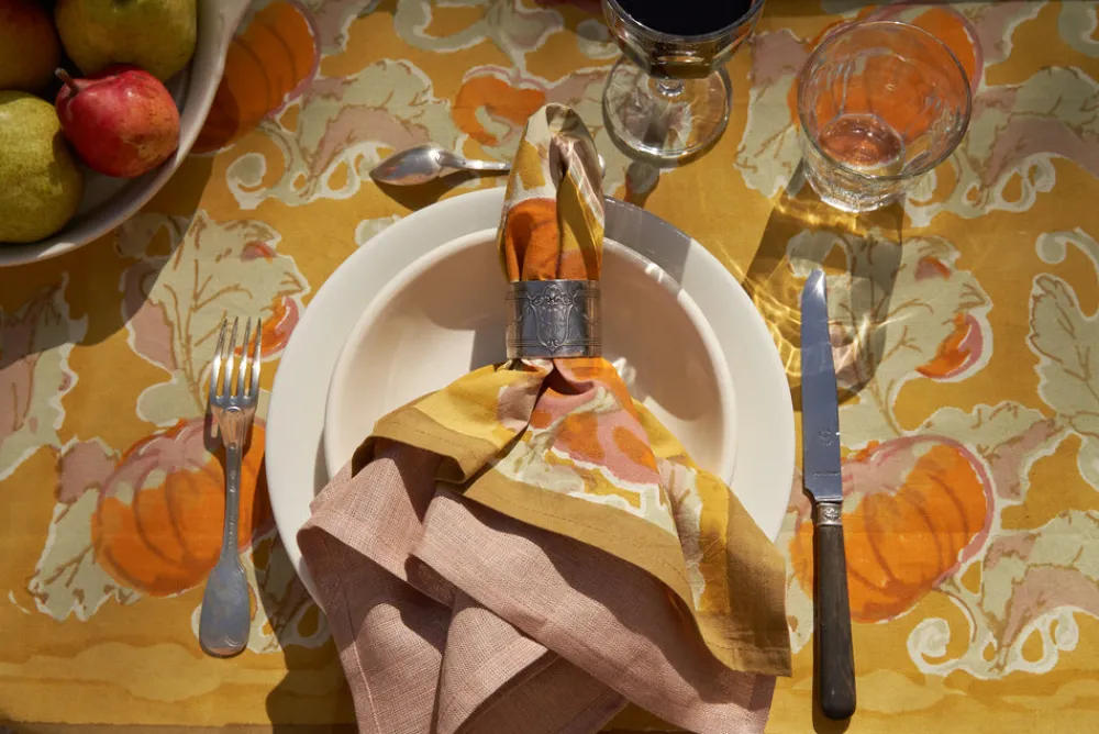 Couleur Nature Place Settings & Linens|Pumpkin Napkins in Orange & Mustard, Set of 6