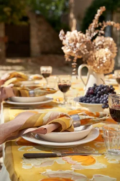 Couleur Nature Place Settings & Linens|Pumpkin Napkins in Orange & Mustard, Set of 6