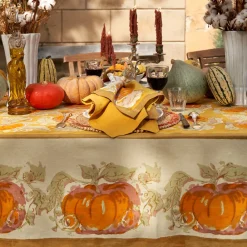 Couleur Nature Place Settings & Linens|Pumpkin Tablecloth in Orange & Mustard