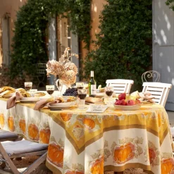 Couleur Nature Place Settings & Linens|Pumpkin Tablecloth in Orange & Mustard