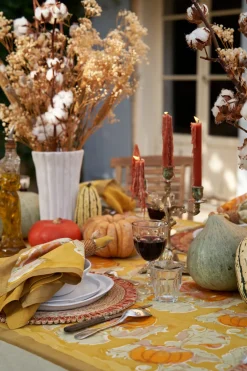 Couleur Nature Place Settings & Linens|Pumpkin Tablecloth in Orange & Mustard