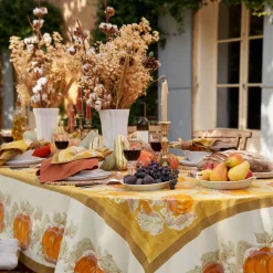 Couleur Nature Place Settings & Linens|Pumpkin Tablecloth in Orange & Mustard