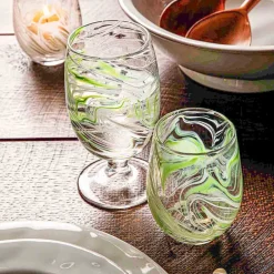 Juliska Glassware|Puro Marbled Goblet in Green