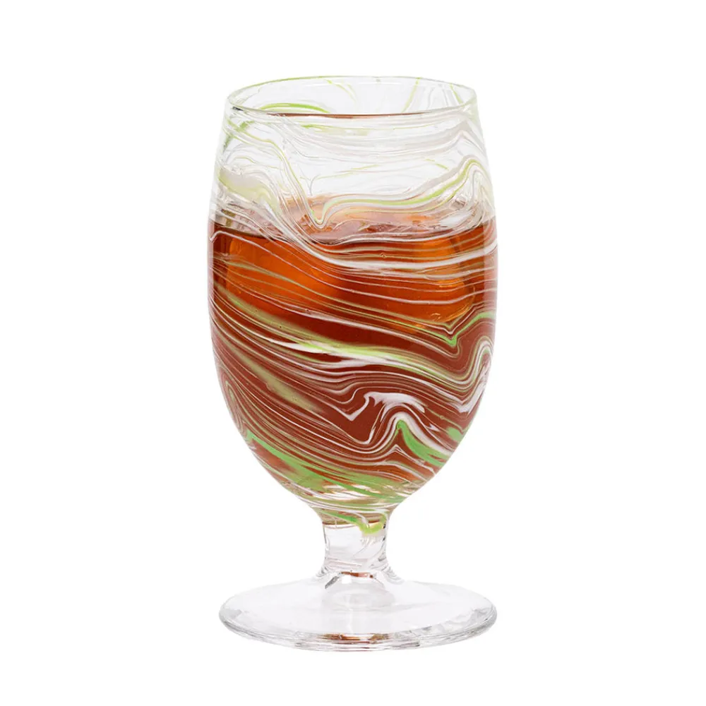 Juliska Glassware|Puro Marbled Goblet in Green