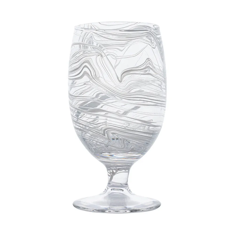 Juliska Glassware|Puro Marbled Goblet in White