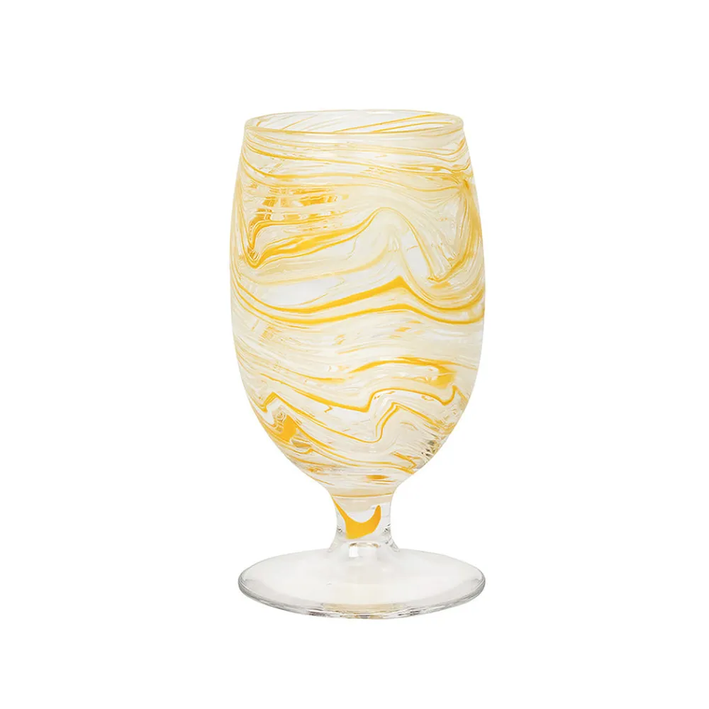 Juliska Glassware|Puro Marbled Goblet in Yellow