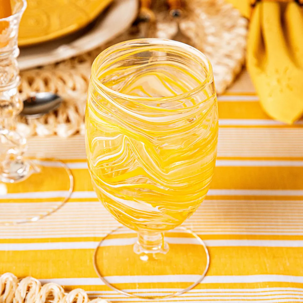 Juliska Glassware|Puro Marbled Goblet in Yellow