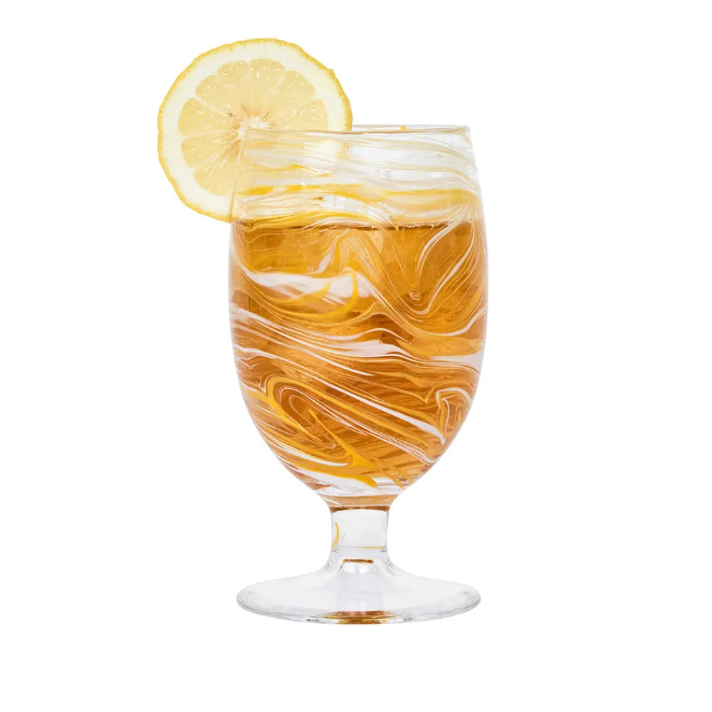 Juliska Glassware|Puro Marbled Goblet in Yellow