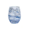 Juliska Glassware|Puro Marbled Stemless Wine Glass in Blue
