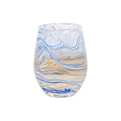 Juliska Glassware|Puro Marbled Stemless Wine Glass in Blue