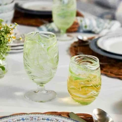 Juliska Glassware|Puro Marbled Stemless Wine Glass in Green