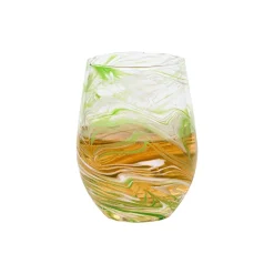 Juliska Glassware|Puro Marbled Stemless Wine Glass in Green