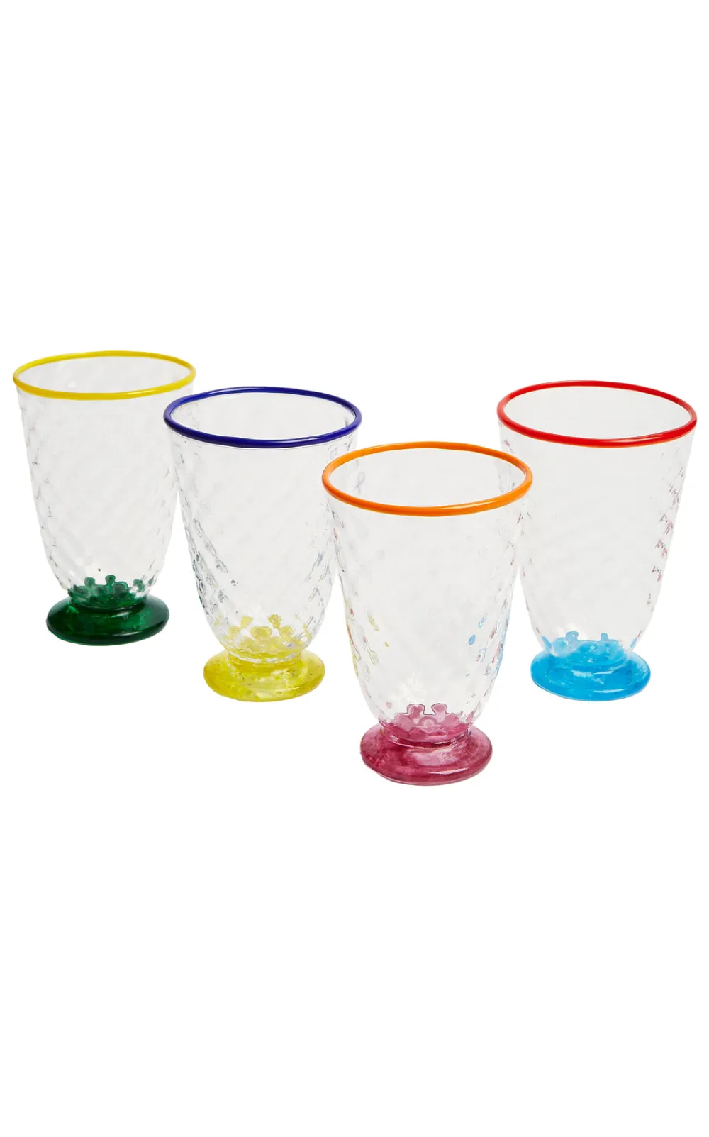 La DoubleJ Glassware|Quilted Glasses in Quilted Multicolor, Set of 4
