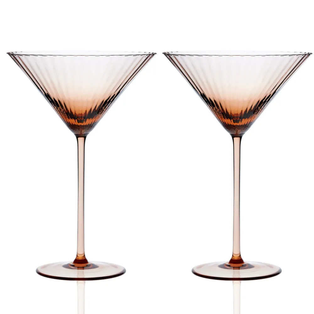 Caskata Glassware|Quinn Amber Martini Glasses, Set of 2