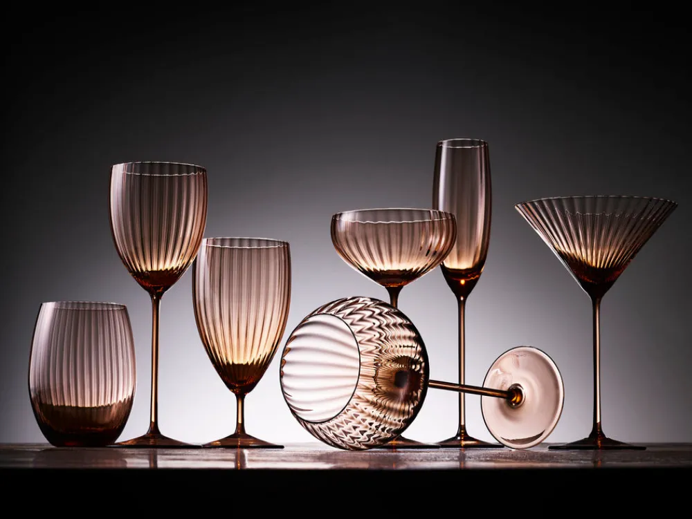 Caskata Glassware|Quinn Amber Martini Glasses, Set of 2