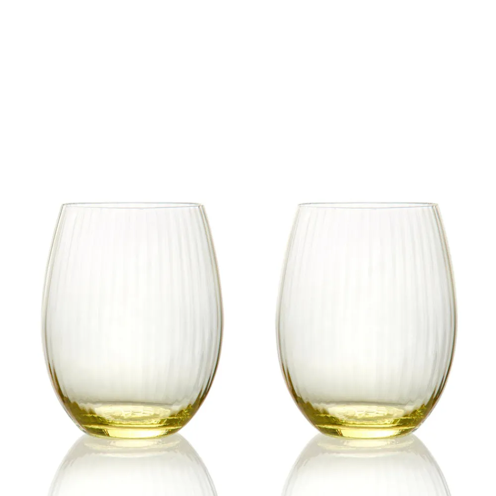 Caskata Glassware|Quinn Optic Tumblers Citrine, Set of 2