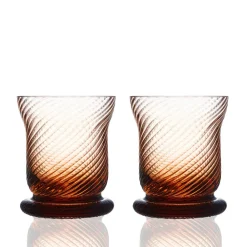 Caskata Glassware|Quinn Optic Votive Holders Amber, Set of 2